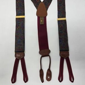 Trafalgar Paisley Suspenders - Burgundy and Brown